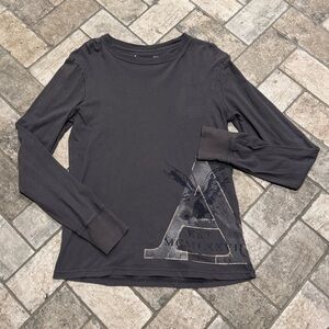 Y2K Men’s American Eagle (AE) Gray Long Sleeve Graphic Shirt: Size Small